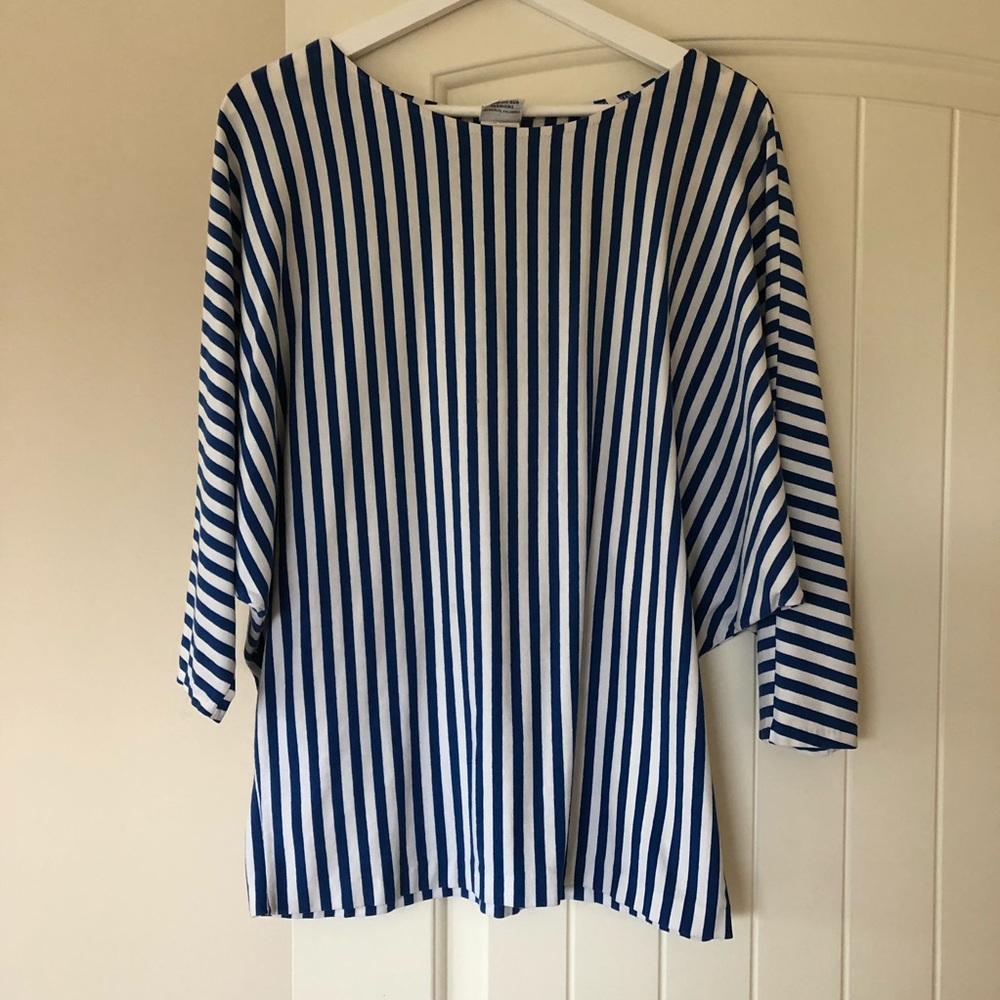 De Weese Design Vintage Blue White Stripe Tee lg